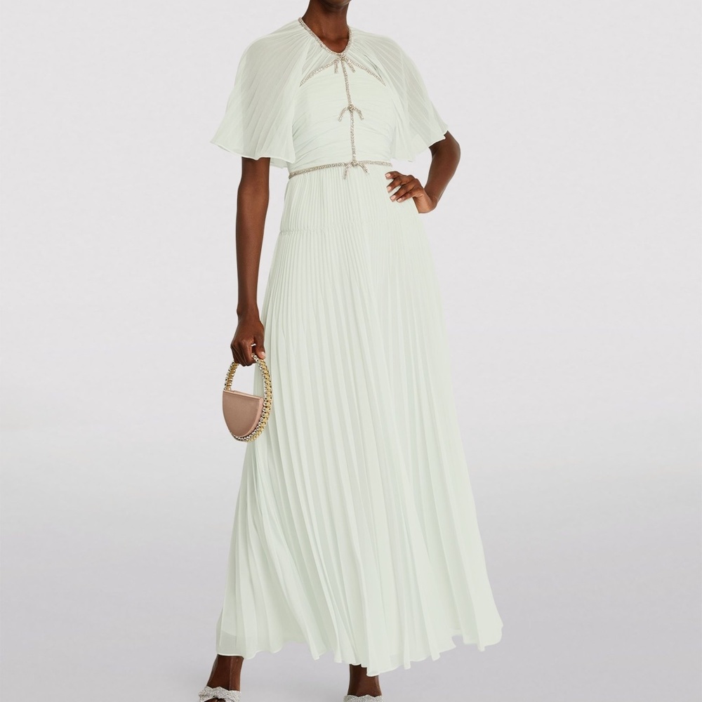 Self portrait jade chiffon maxi dress